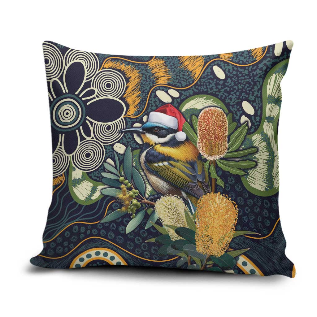 Aussie Honeyeaters Banksia Christmas Pillow Cover Aboriginal Dots Painting Blue Motif - Aussie Hoodie