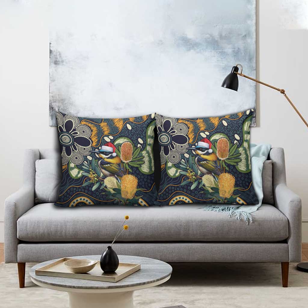 Aussie Honeyeaters Banksia Christmas Pillow Cover Aboriginal Dots Painting Blue Motif - Aussie Hoodie