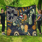 Aussie Honeyeaters Banksia Christmas Quilt Aboriginal Dots Painting Blue Motif - Aussie Hoodie