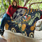 Aussie Honeyeaters Banksia Christmas Quilt Aboriginal Dots Painting Blue Motif - Aussie Hoodie