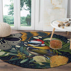 Aussie Honeyeaters Banksia Christmas Round Carpet Aboriginal Dots Painting Blue Motif - Aussie Hoodie