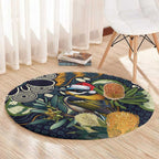 Aussie Honeyeaters Banksia Christmas Round Carpet Aboriginal Dots Painting Blue Motif - Aussie Hoodie