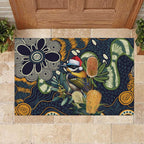 Aussie Honeyeaters Banksia Christmas Rubber Doormat Aboriginal Dots Painting Blue Motif - Aussie Hoodie