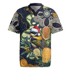 Aussie Honeyeaters Banksia Christmas Rugby Jersey Aboriginal Dots Painting Blue Motif - Aussie Hoodie
