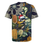 Aussie Honeyeaters Banksia Christmas Rugby Jersey Aboriginal Dots Painting Blue Motif - Aussie Hoodie