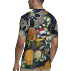 Aussie Honeyeaters Banksia Christmas Rugby Jersey Aboriginal Dots Painting Blue Motif - Aussie Hoodie