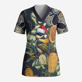 Aussie Honeyeaters Banksia Christmas Scrub Top Aboriginal Dots Painting Blue Motif - Aussie Hoodie