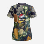 Aussie Honeyeaters Banksia Christmas Scrub Top Aboriginal Dots Painting Blue Motif - Aussie Hoodie