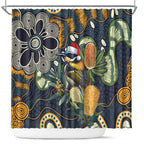 Aussie Honeyeaters Banksia Christmas Shower Curtain Aboriginal Dots Painting Blue Motif - Aussie Hoodie