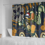 Aussie Honeyeaters Banksia Christmas Shower Curtain Aboriginal Dots Painting Blue Motif - Aussie Hoodie