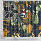 Aussie Honeyeaters Banksia Christmas Shower Curtain Aboriginal Dots Painting Blue Motif - Aussie Hoodie