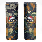 Aussie Honeyeaters Banksia Christmas Skinny Tumbler Aboriginal Dots Painting Blue Motif - Aussie Hoodie