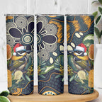 Aussie Honeyeaters Banksia Christmas Skinny Tumbler Aboriginal Dots Painting Blue Motif - Aussie Hoodie