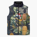 Aussie Honeyeaters Banksia Christmas Sleeveless Puffer Jacket Aboriginal Dots Painting Blue Motif - Aussie Hoodie