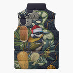 Aussie Honeyeaters Banksia Christmas Sleeveless Puffer Jacket Aboriginal Dots Painting Blue Motif - Aussie Hoodie