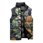 Aussie Honeyeaters Banksia Christmas Sleeveless Puffer Jacket Aboriginal Dots Painting Blue Motif - Aussie Hoodie