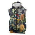 Aussie Honeyeaters Banksia Christmas Sleeveless Zip Hoodie Aboriginal Dots Painting Blue Motif LT9