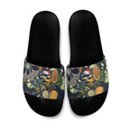 Aussie Honeyeaters Banksia Christmas Slide Sandals Aboriginal Dots Painting Blue Motif - Aussie Hoodie
