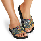 Aussie Honeyeaters Banksia Christmas Slide Sandals Aboriginal Dots Painting Blue Motif - Aussie Hoodie