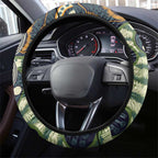 Aussie Honeyeaters Banksia Christmas Steering Wheel Cover Aboriginal Dots Painting Blue Motif - Aussie Hoodie