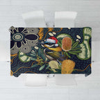 Aussie Honeyeaters Banksia Christmas Tablecloth Aboriginal Dots Painting Blue Motif - Aussie Hoodie