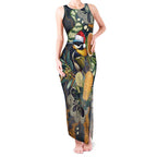 Aussie Honeyeaters Banksia Christmas Tank Maxi Dress Aboriginal Dots Painting Blue Motif - Aussie Hoodie