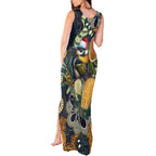 Aussie Honeyeaters Banksia Christmas Tank Maxi Dress Aboriginal Dots Painting Blue Motif - Aussie Hoodie