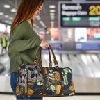 Aussie Honeyeaters Banksia Christmas Travel Bag Aboriginal Dots Painting Blue Motif - Aussie Hoodie
