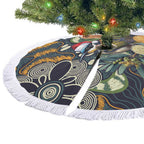 Aussie Honeyeaters Banksia Christmas Tree Skirt Aboriginal Dots Painting Blue Motif - Aussie Hoodie