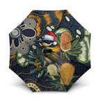 Aussie Honeyeaters Banksia Christmas Umbrella Aboriginal Dots Painting Blue Motif - Aussie Hoodie