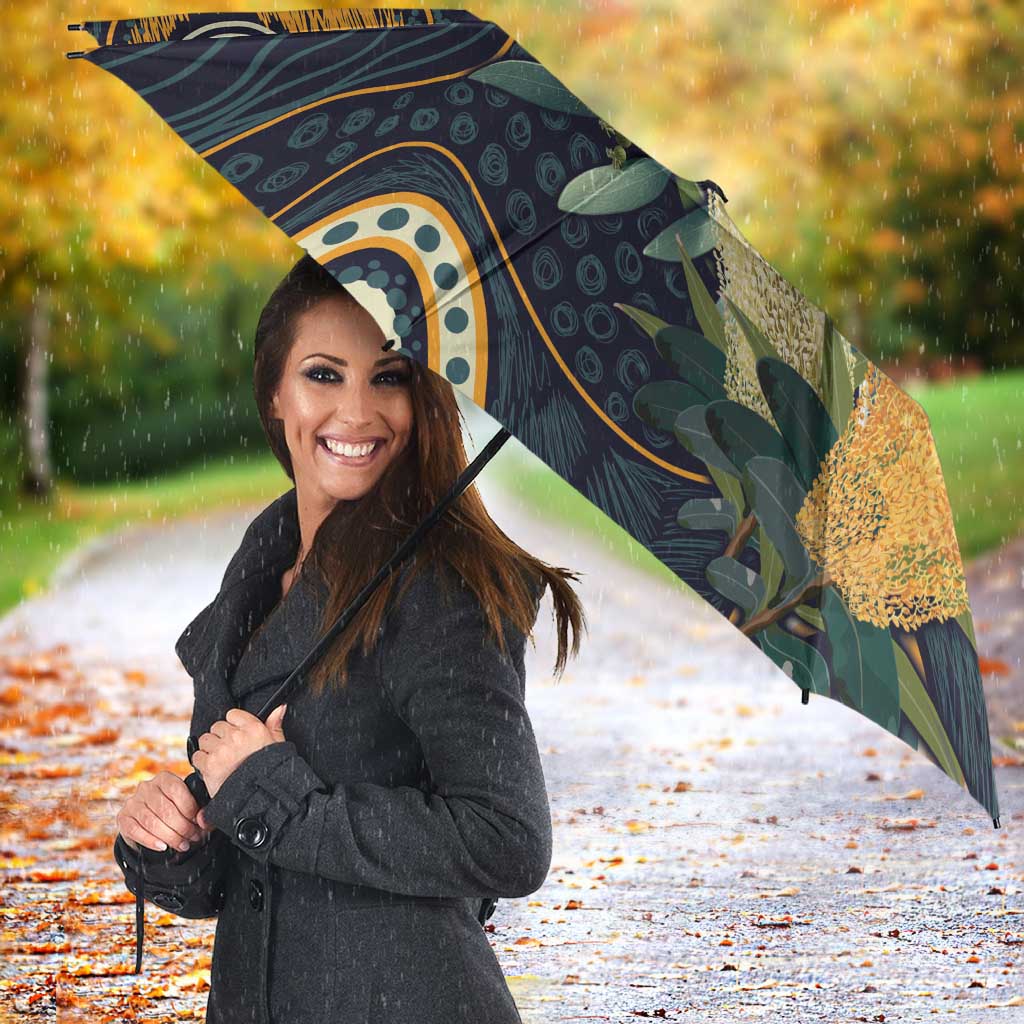 Aussie Honeyeaters Banksia Christmas Umbrella Aboriginal Dots Painting Blue Motif - Aussie Hoodie