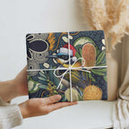 Aussie Honeyeaters Banksia Christmas Wrapping Paper Aboriginal Dots Painting Blue Motif - Aussie Hoodie
