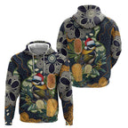 Aussie Honeyeaters Banksia Christmas Zip Hoodie Aboriginal Dots Painting Blue Motif - Aussie Hoodie