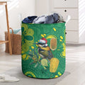 Aussie Honeyeaters Banksia Christmas Laundry Basket Aboriginal Dots Painting Green Motif - Aussie Hoodie