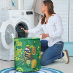Aussie Honeyeaters Banksia Christmas Laundry Basket Aboriginal Dots Painting Green Motif - Aussie Hoodie