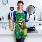 Aussie Honeyeaters Banksia Christmas Apron Aboriginal Dots Painting Green Motif - Aussie Hoodie