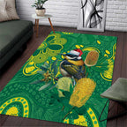 Aussie Honeyeaters Banksia Christmas Area Rug Aboriginal Dots Painting Green Motif - Aussie Hoodie