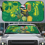 Aussie Honeyeaters Banksia Christmas Auto Sun Shade Aboriginal Dots Painting Green Motif - Aussie Hoodie