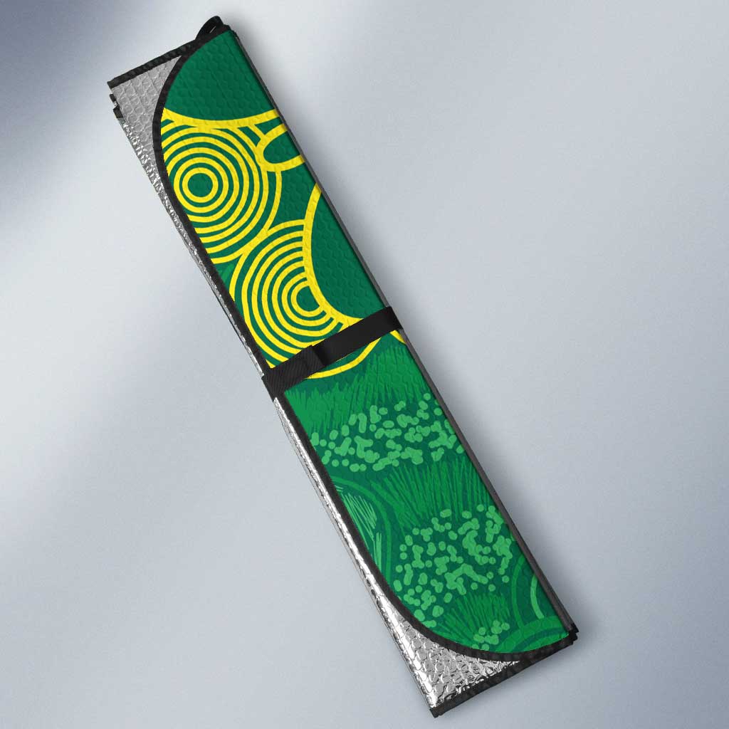 Aussie Honeyeaters Banksia Christmas Auto Sun Shade Aboriginal Dots Painting Green Motif - Aussie Hoodie
