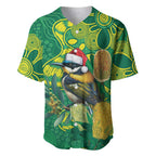 Aussie Honeyeaters Banksia Christmas Baseball Jersey Aboriginal Dots Painting Green Motif - Aussie Hoodie
