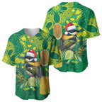 Aussie Honeyeaters Banksia Christmas Baseball Jersey Aboriginal Dots Painting Green Motif - Aussie Hoodie