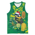 Aussie Honeyeaters Banksia Christmas Basketball Jersey Aboriginal Dots Painting Green Motif - Aussie Hoodie