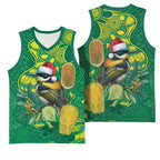 Aussie Honeyeaters Banksia Christmas Basketball Jersey Aboriginal Dots Painting Green Motif - Aussie Hoodie