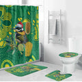 Aussie Honeyeaters Banksia Christmas Bathroom Set Aboriginal Dots Painting Green Motif - Aussie Hoodie