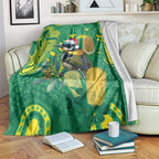 Aussie Honeyeaters Banksia Christmas Blanket Aboriginal Dots Painting Green Motif - Aussie Hoodie