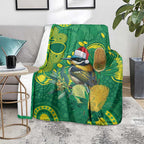 Aussie Honeyeaters Banksia Christmas Blanket Aboriginal Dots Painting Green Motif - Aussie Hoodie