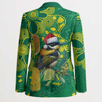 Aussie Honeyeaters Banksia Christmas Blazer Aboriginal Dots Painting Green Motif - Aussie Hoodie