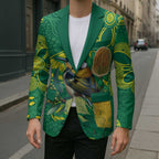 Aussie Honeyeaters Banksia Christmas Blazer Aboriginal Dots Painting Green Motif - Aussie Hoodie