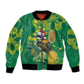 Aussie Honeyeaters Banksia Christmas Bomber Jacket Aboriginal Dots Painting Green Motif - Aussie Hoodie