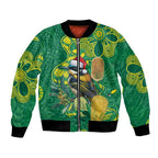 Aussie Honeyeaters Banksia Christmas Bomber Jacket Aboriginal Dots Painting Green Motif - Aussie Hoodie